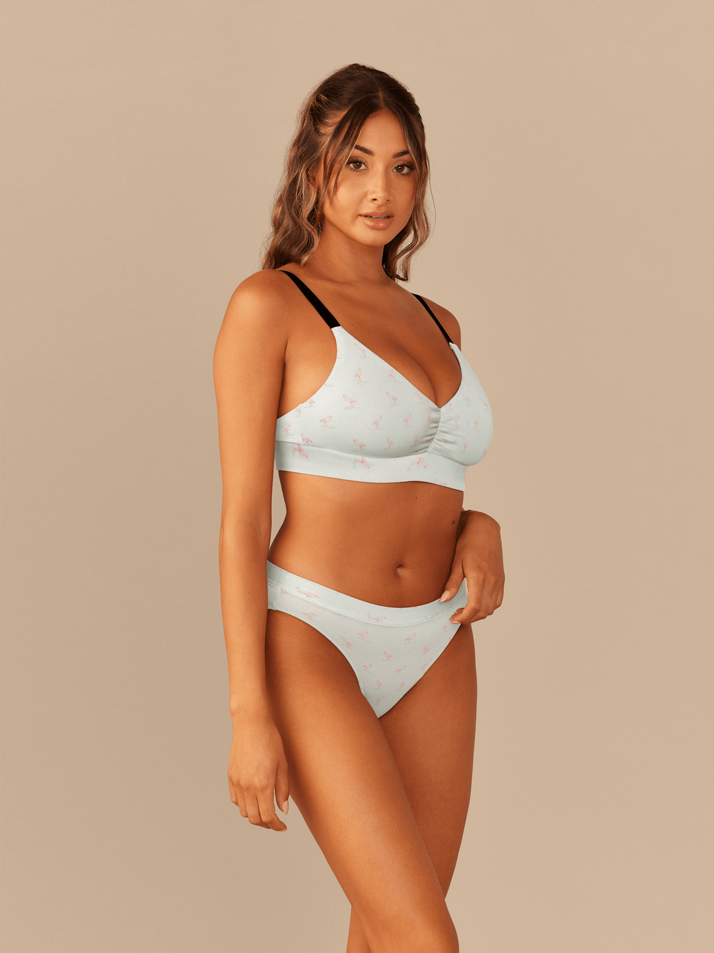 Curvy UltraModal™ FeelFree Ruched Bralette | Blue Flamingos
