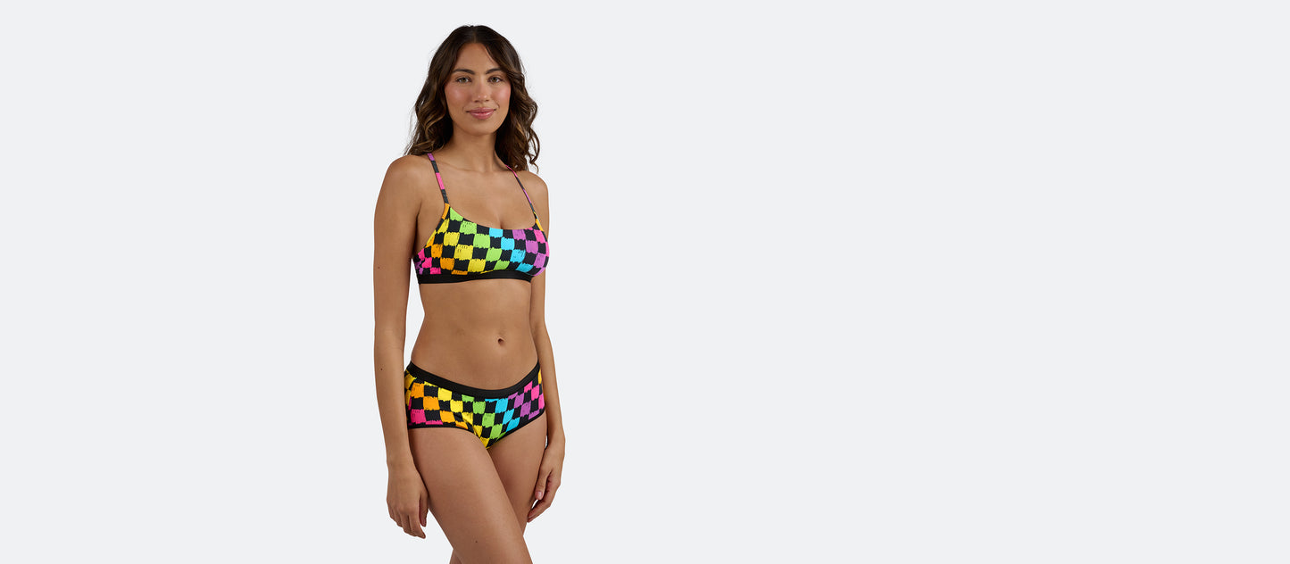 UltraModal™ Core T-Back Bralette | Rainbow Check