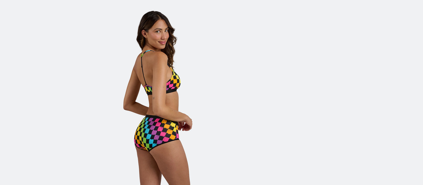 UltraModal™ Core T-Back Bralette | Rainbow Check