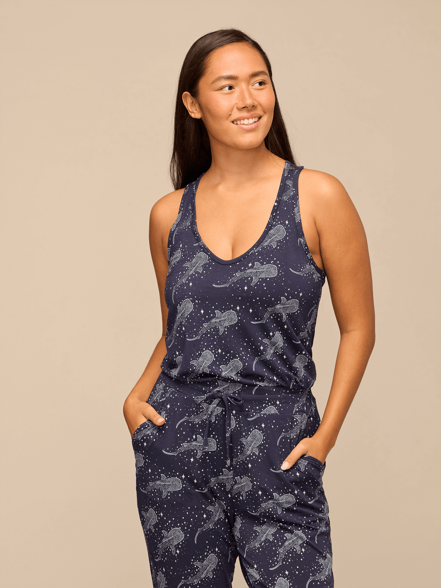 UltraModal™ V-Neck Jumpsuit | Starry Sharks