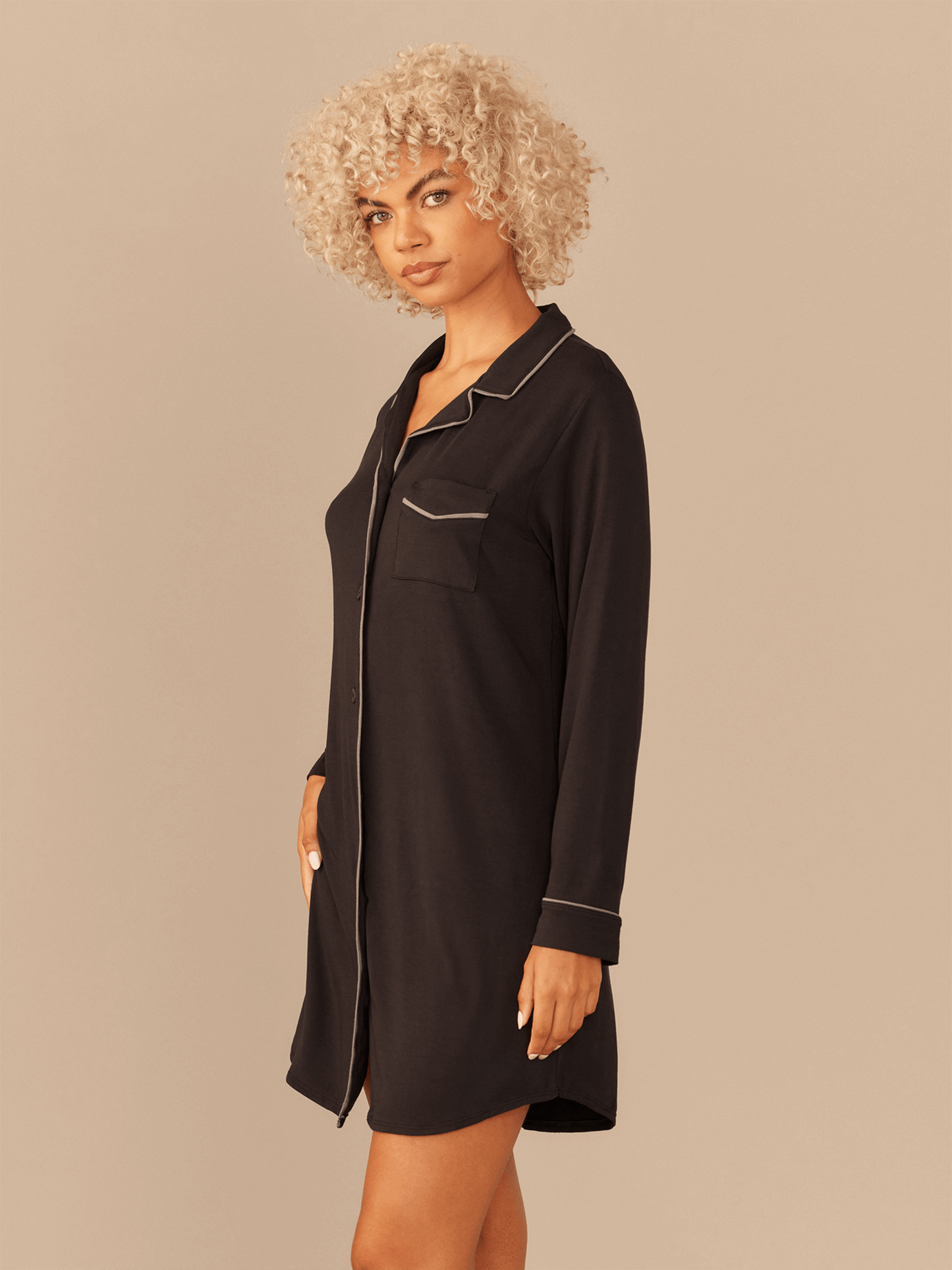 UltraModal™ Button Down PJ Dress | Black