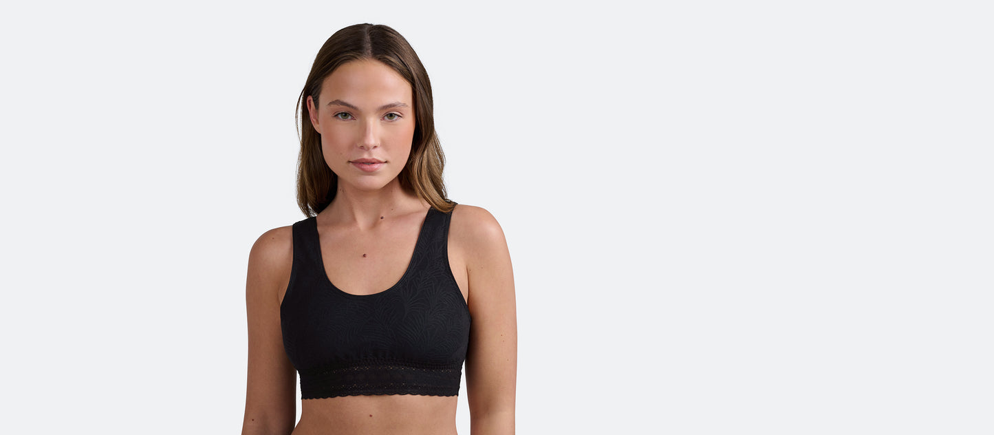 All Over Lace Scoop Bralette | Black