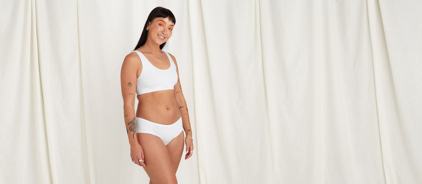 Stretch Cotton Scoop Bralette | White