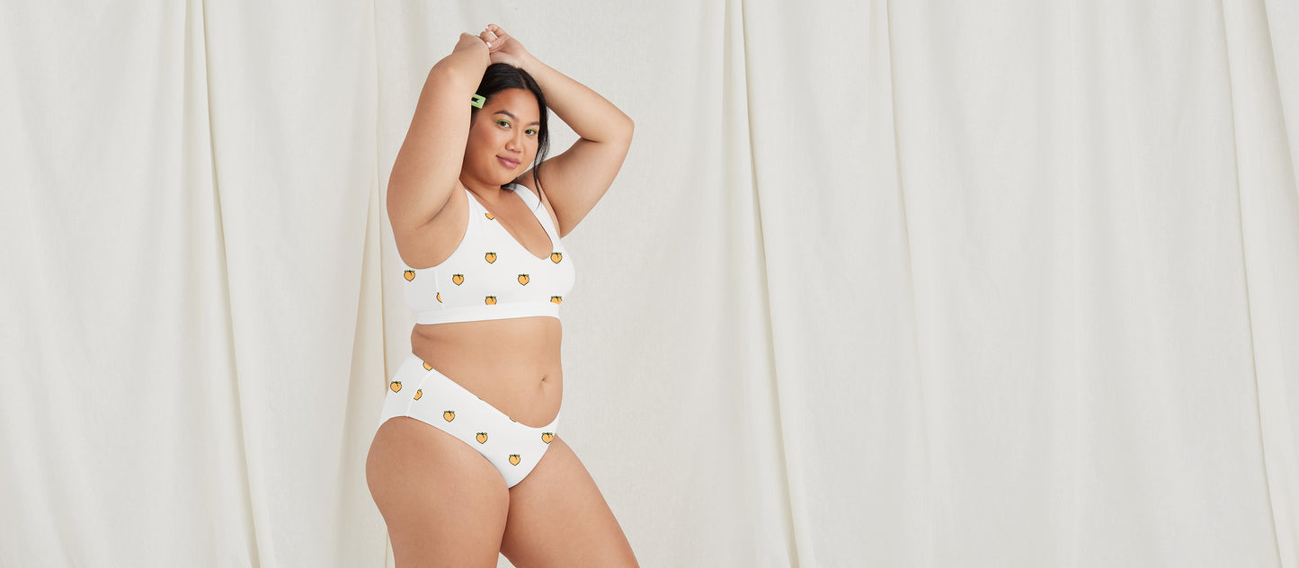 Stretch Cotton V-Neck Bralette | Peaches
