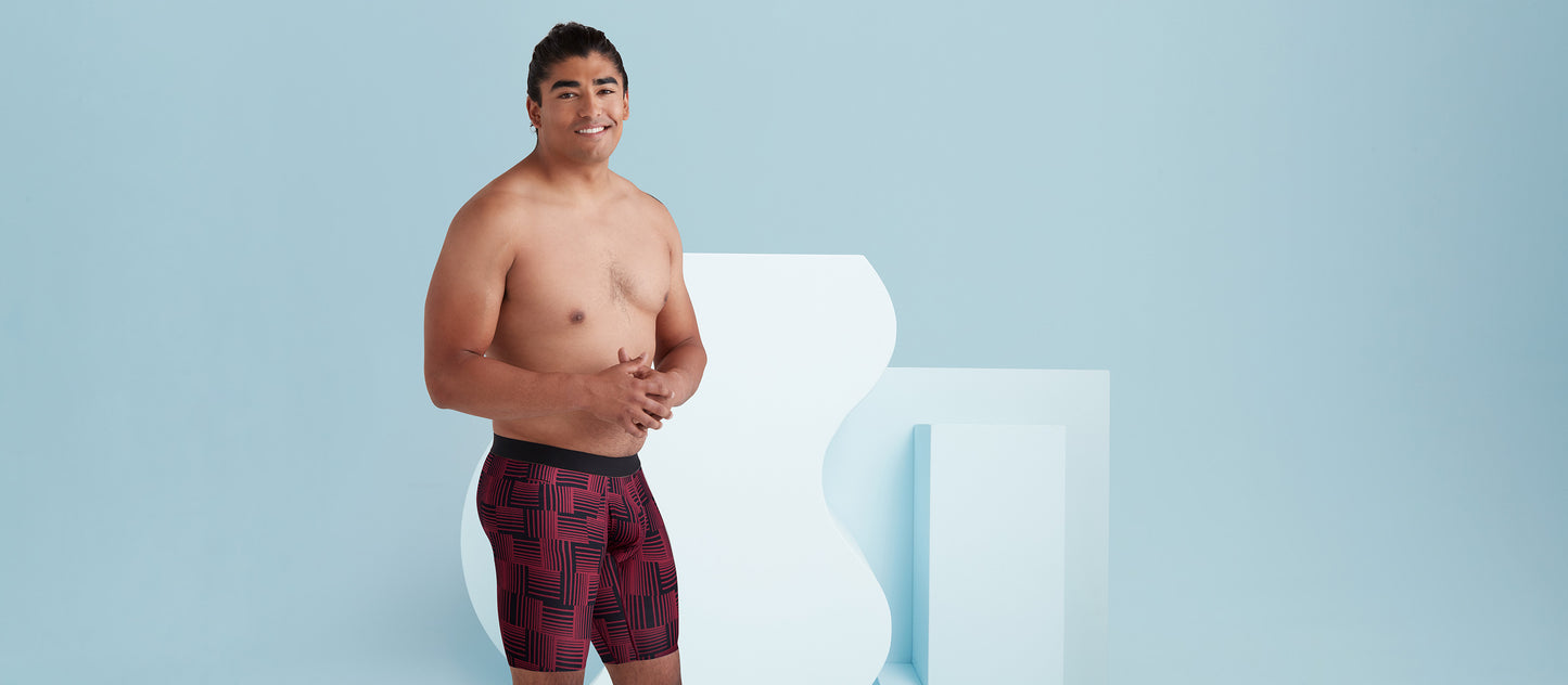 MoveMe Long Boxer Brief w/ Fly | Basket Plaid