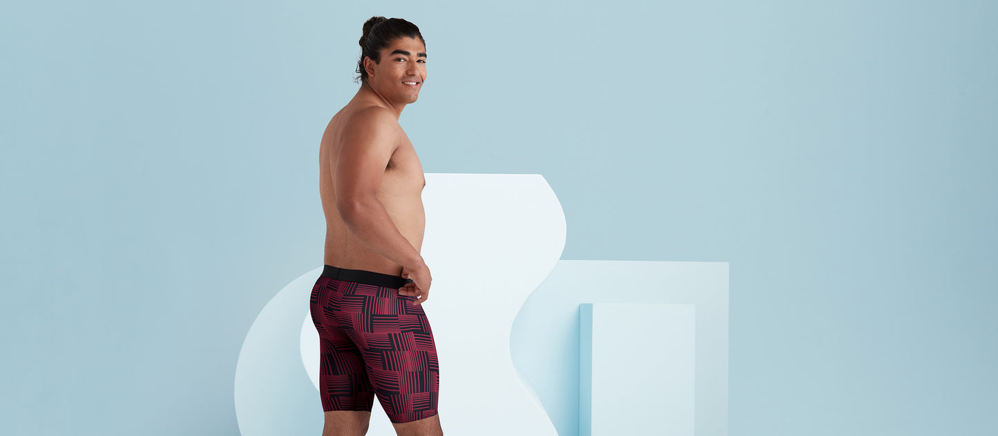 MoveMe Long Boxer Brief w/ Fly | Basket Plaid