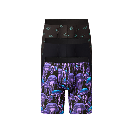 Breathe Long Boxer Brief w/ Fly 3-Pack | Cosmic Jellies Pack