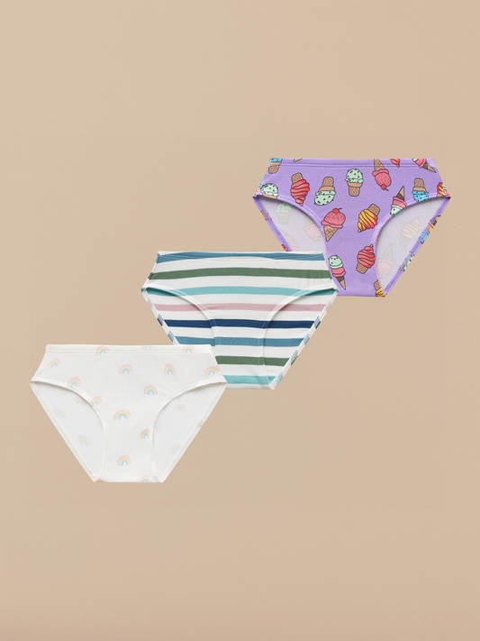 UltraModal™ FeelFree Girls Bikini Brief 3-Pack | Ice Cream Party Pack