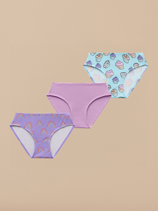 UltraModal™ FeelFree Girls Bikini Brief 3-Pack | Cupcake Party Pack