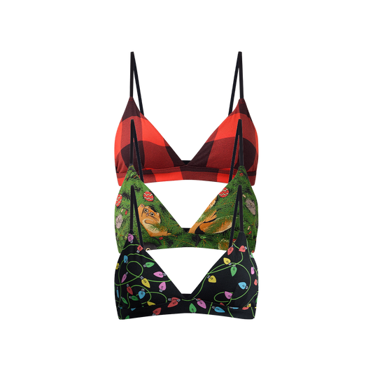 FeelFree Triangle Bralette 3-Pack | Meowy Christmas