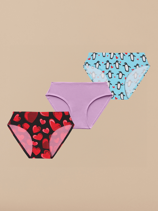 UltraModal™ FeelFree Girls Bikini Brief 3-Pack | Heart Pack