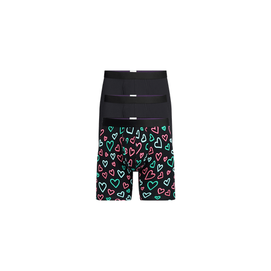 Boxer Brief w/ Fly 3-Pack | Electric Hearts Pack