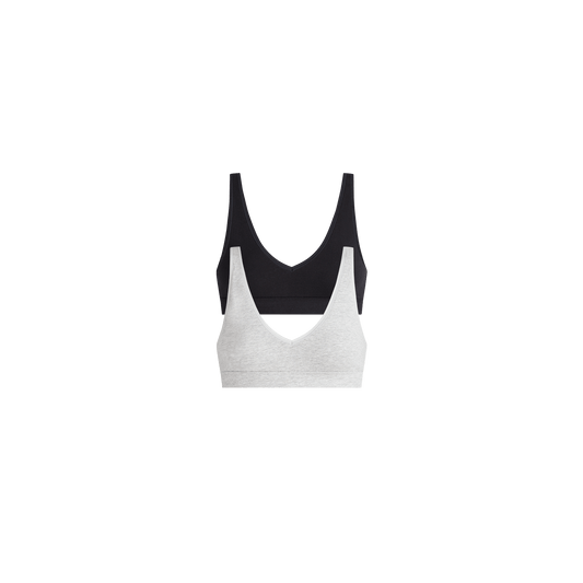 Stretch Cotton V-Neck Bralette 2-Pack | Cotton Classic Pack