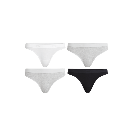 Stretch Cotton Mid-Rise Thong 4-Pack | Cotton Classic Pack