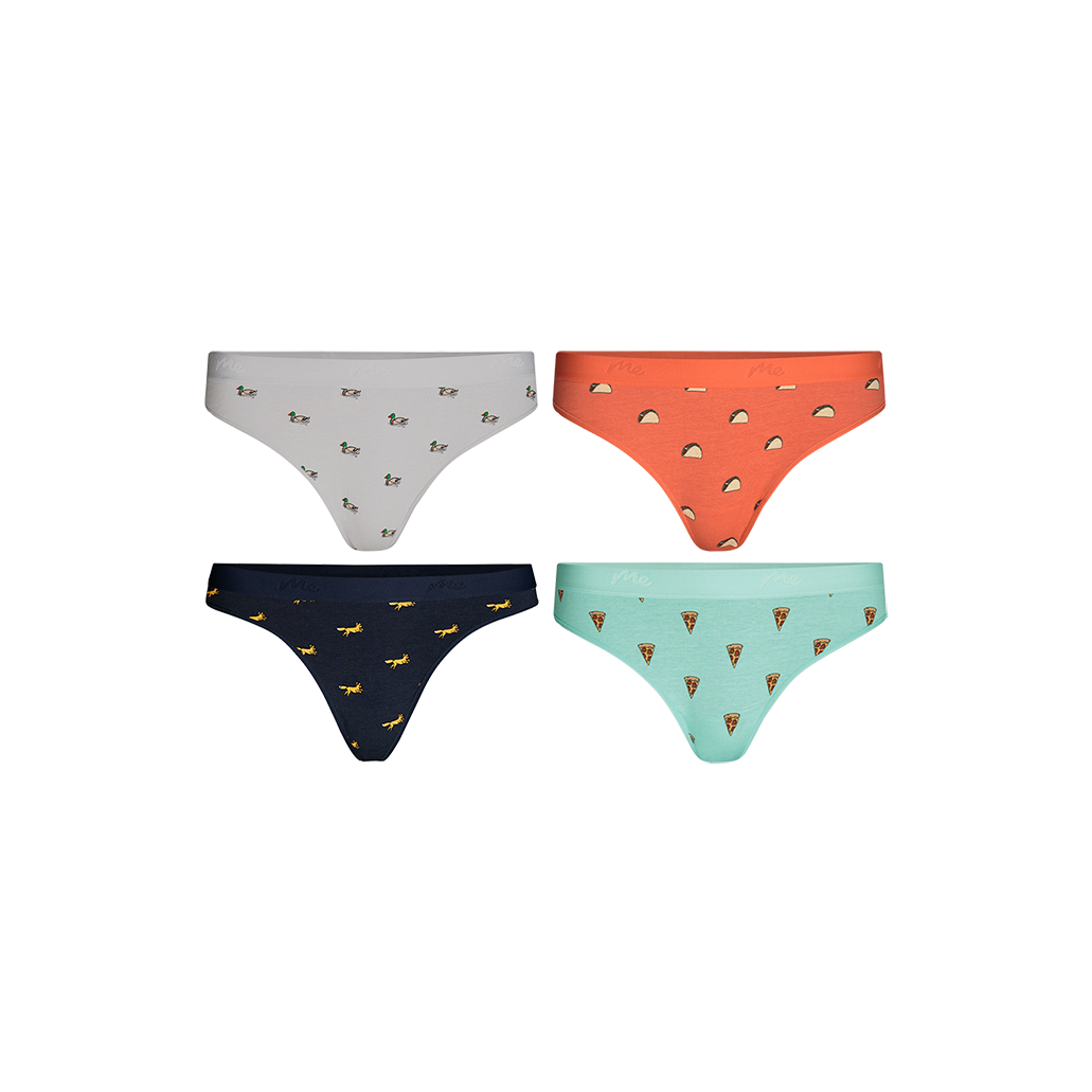 Stretch Cotton Mid-Rise Thong 4-Pack | Cotton Adventurous Pack