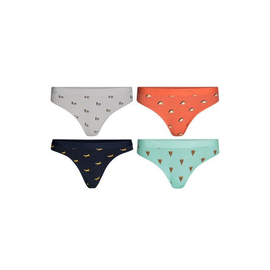 Stretch Cotton Mid-Rise Thong 4-Pack | Cotton Adventurous Pack