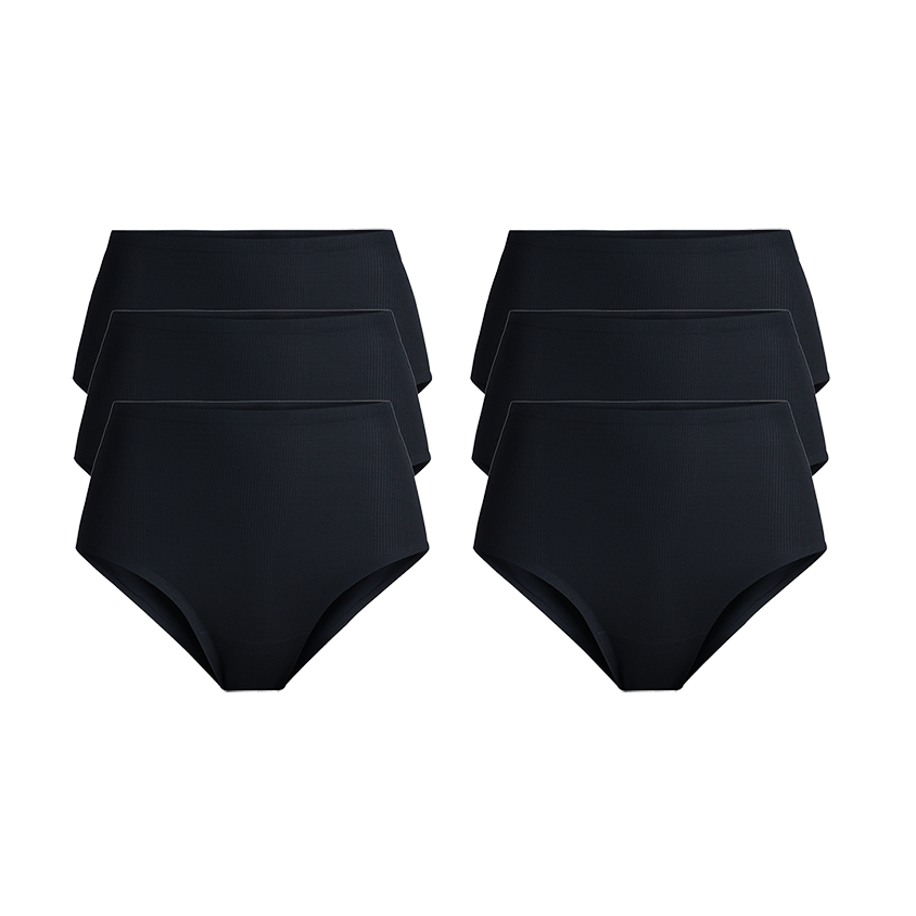 MoveMe High-Waisted Cheeky 6-Pack | Black