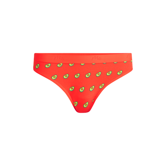 Stretch Cotton Mid-Rise Thong | Avocados