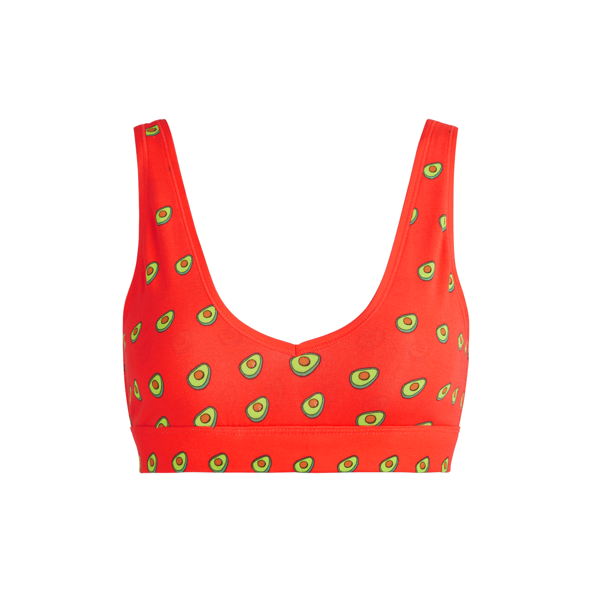 Stretch Cotton V-Neck Bralette | Avocados