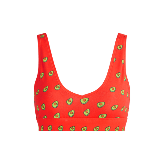 Stretch Cotton V-Neck Bralette | Avocados