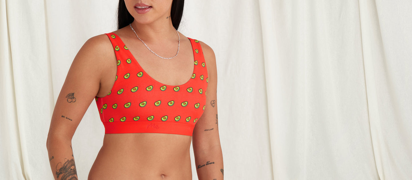 Stretch Cotton U-Neck Bralette | Avocados