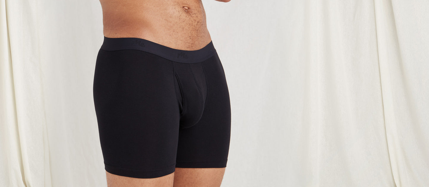 Stretch Cotton Boxer Brief w/ Fly | Black