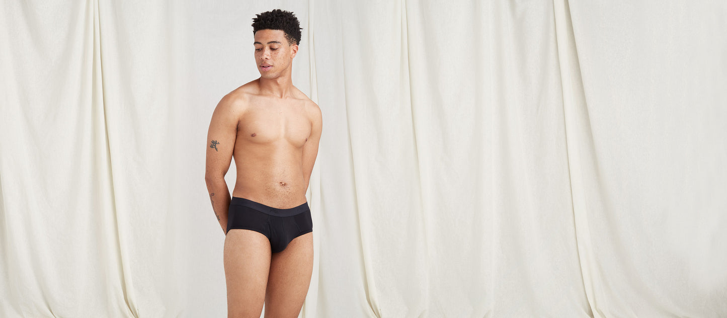 Stretch Cotton Brief w/ Fly | Black