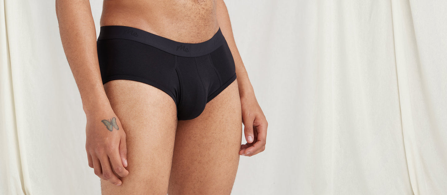 Stretch Cotton Brief w/ Fly | Black