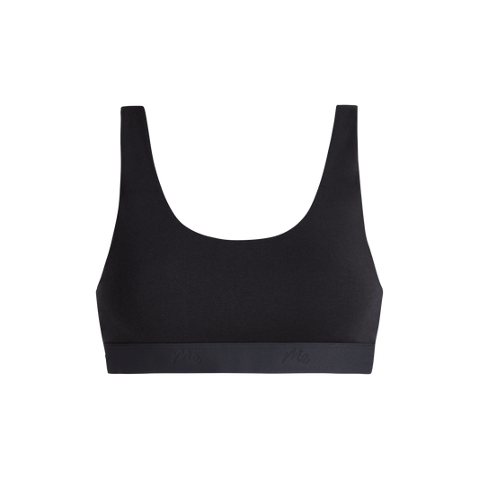 Stretch Cotton U-Neck Bralette | Black