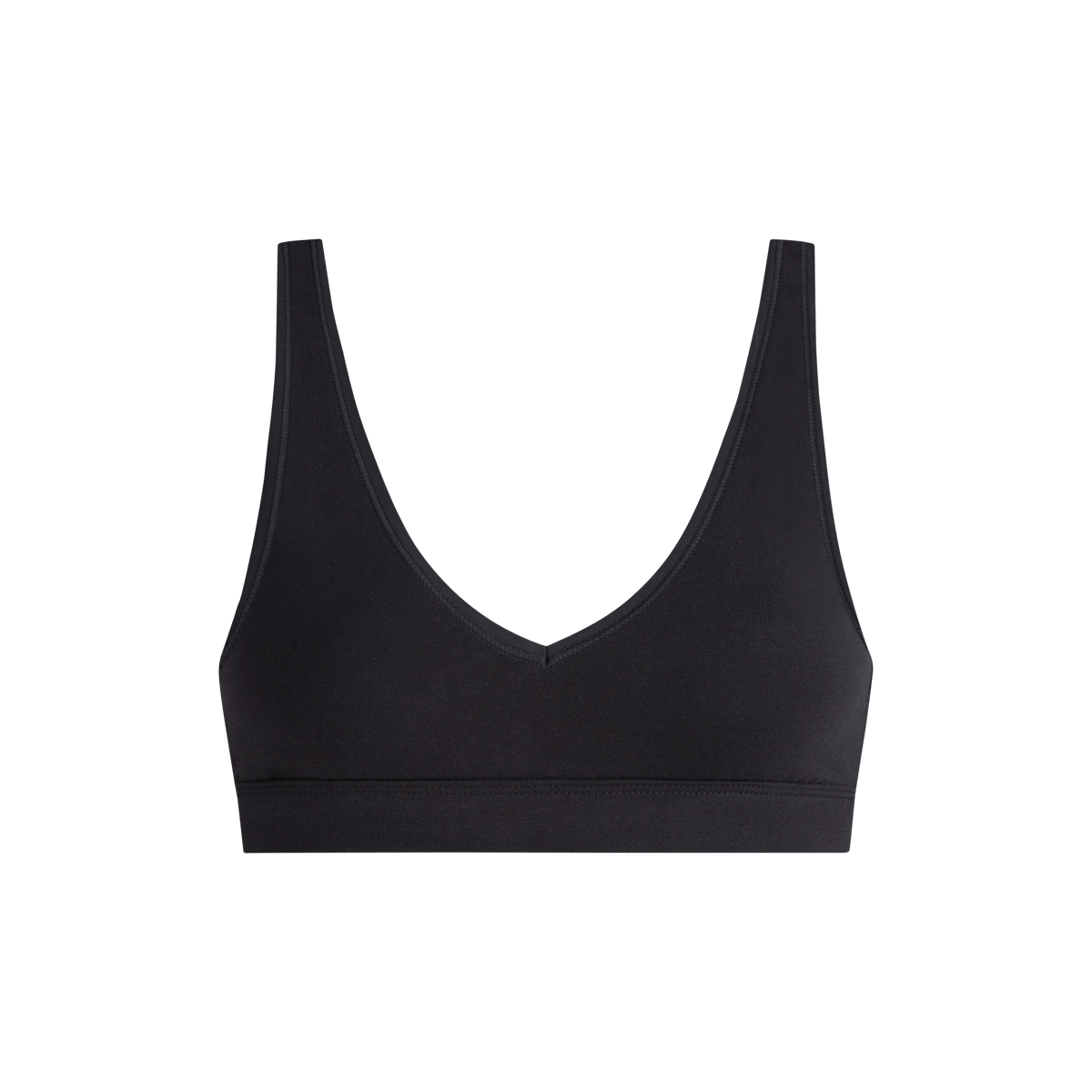 Stretch Cotton V-Neck Bralette | Black