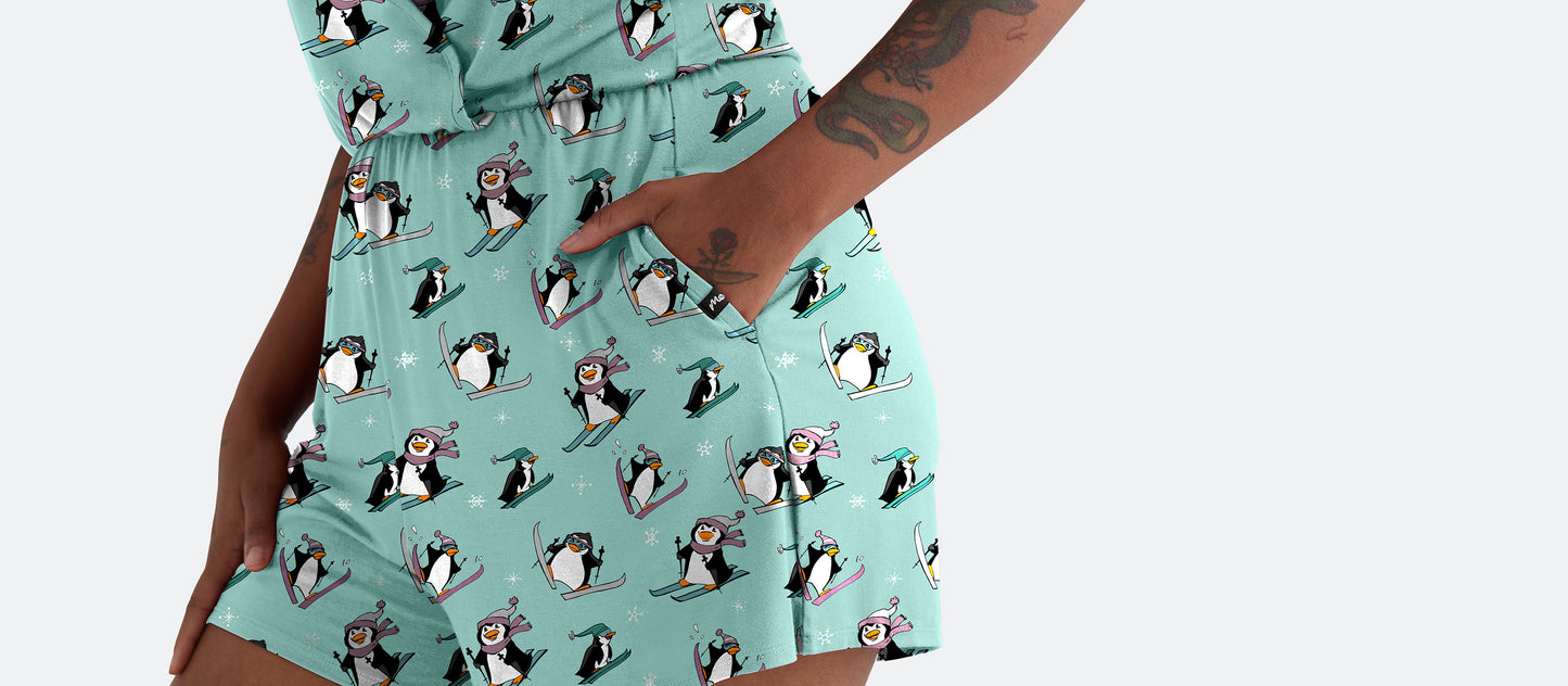 Women's Romper | Penguins on Skis