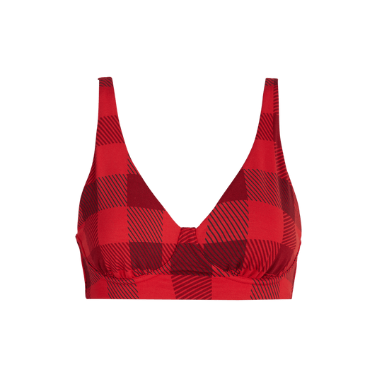 FeelFree Longline Bralette | Crimson Plaid