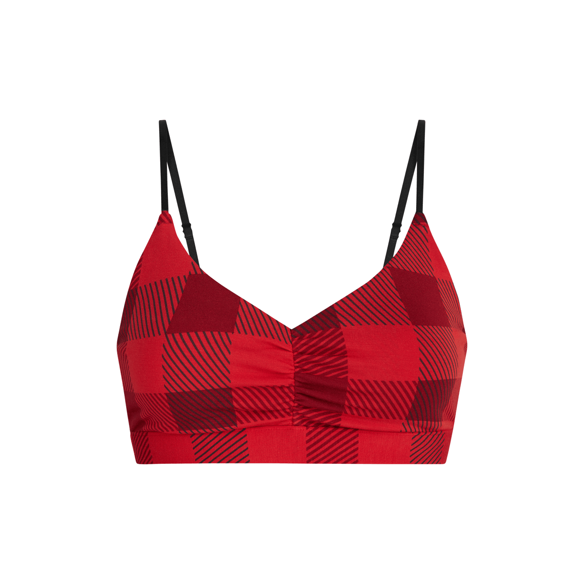 FeelFree Ruched Bralette | Crimson Plaid