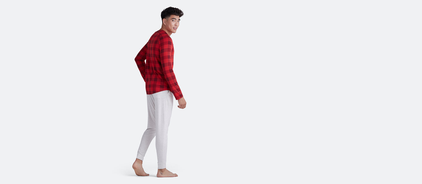 Men's Modal Henley | Crimson Plaid