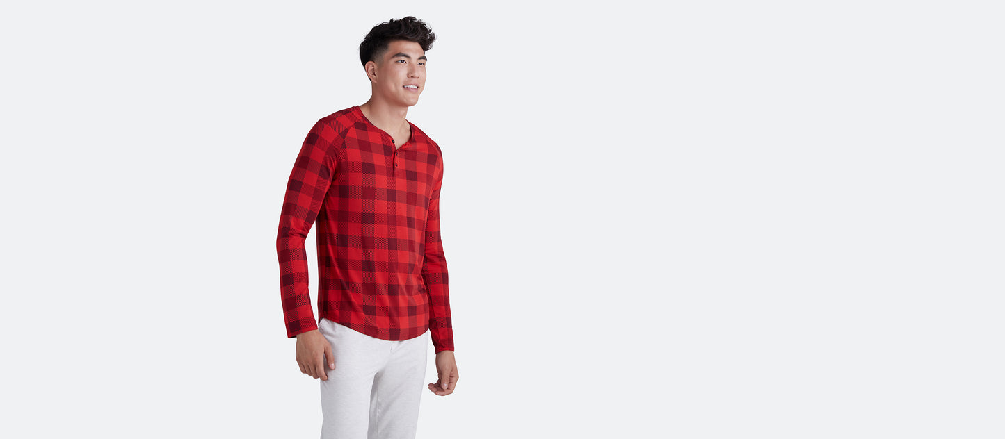 Men's Modal Henley | Crimson Plaid