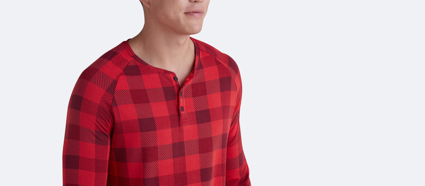 Men's Modal Henley | Crimson Plaid