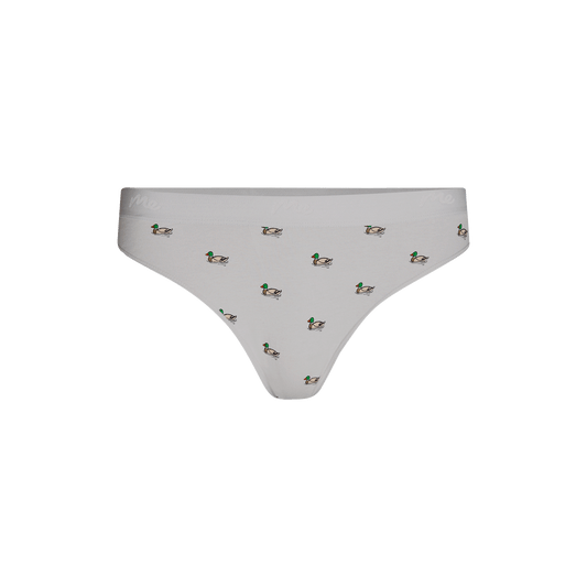 Stretch Cotton Mid-Rise Thong | Ducks