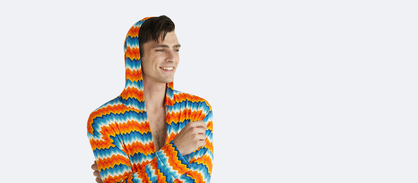 Unisex Hooded Modal Robe | Groovy Chevron