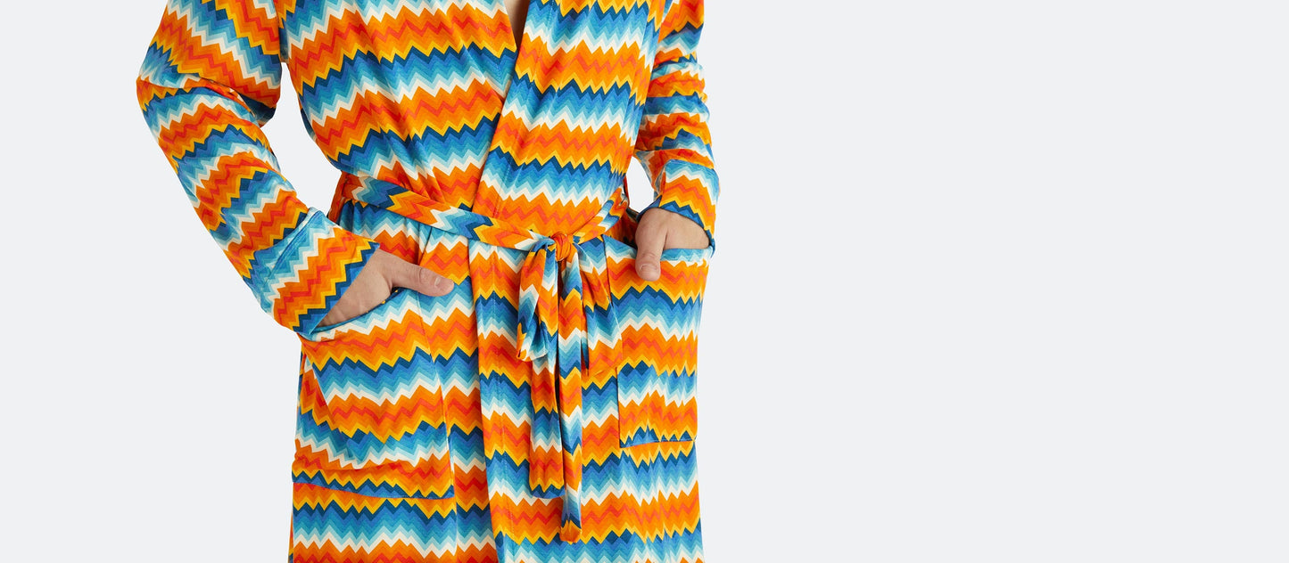 Unisex Hooded Modal Robe | Groovy Chevron