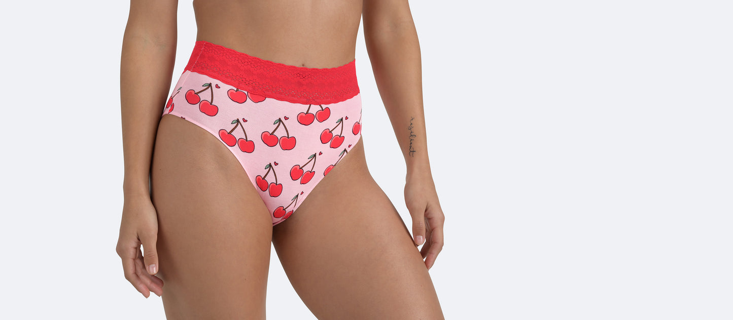 FeelFree Lace High-Waisted Brief | Pair of Cherries