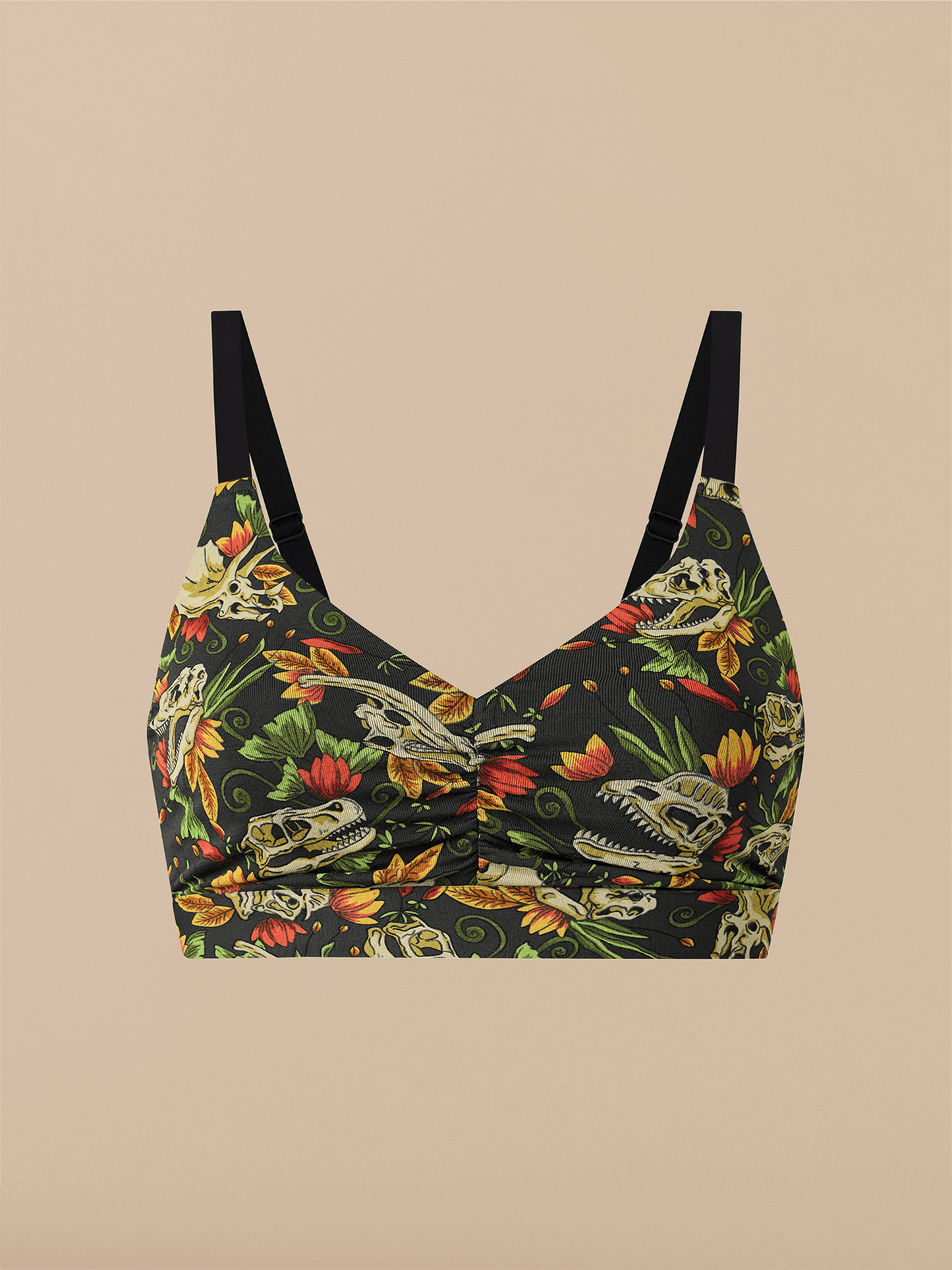 Curvy FeelFree Ruched Bralette | Jurassic Garden