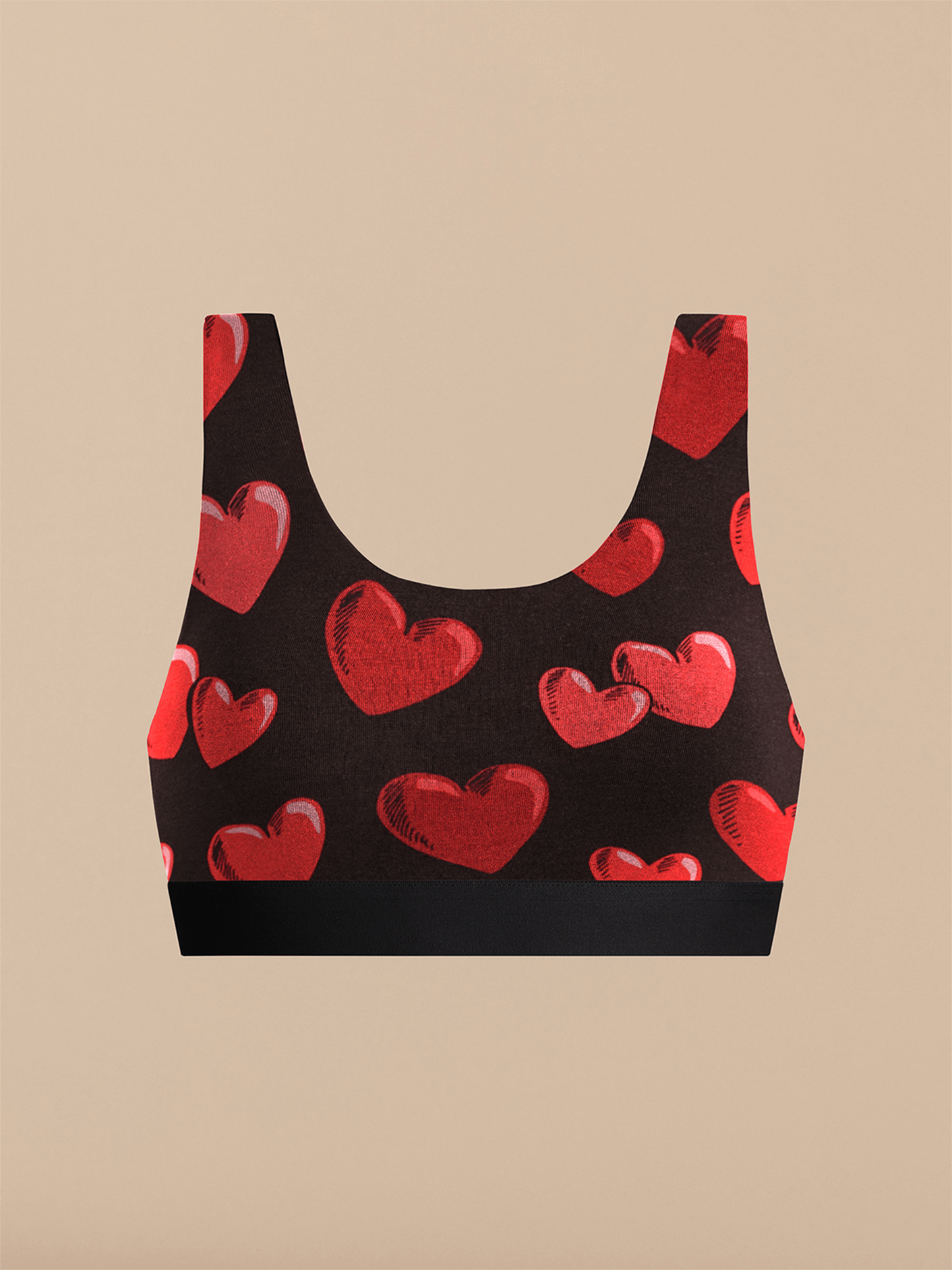 Curvy U-Back Bralette | Floating Hearts