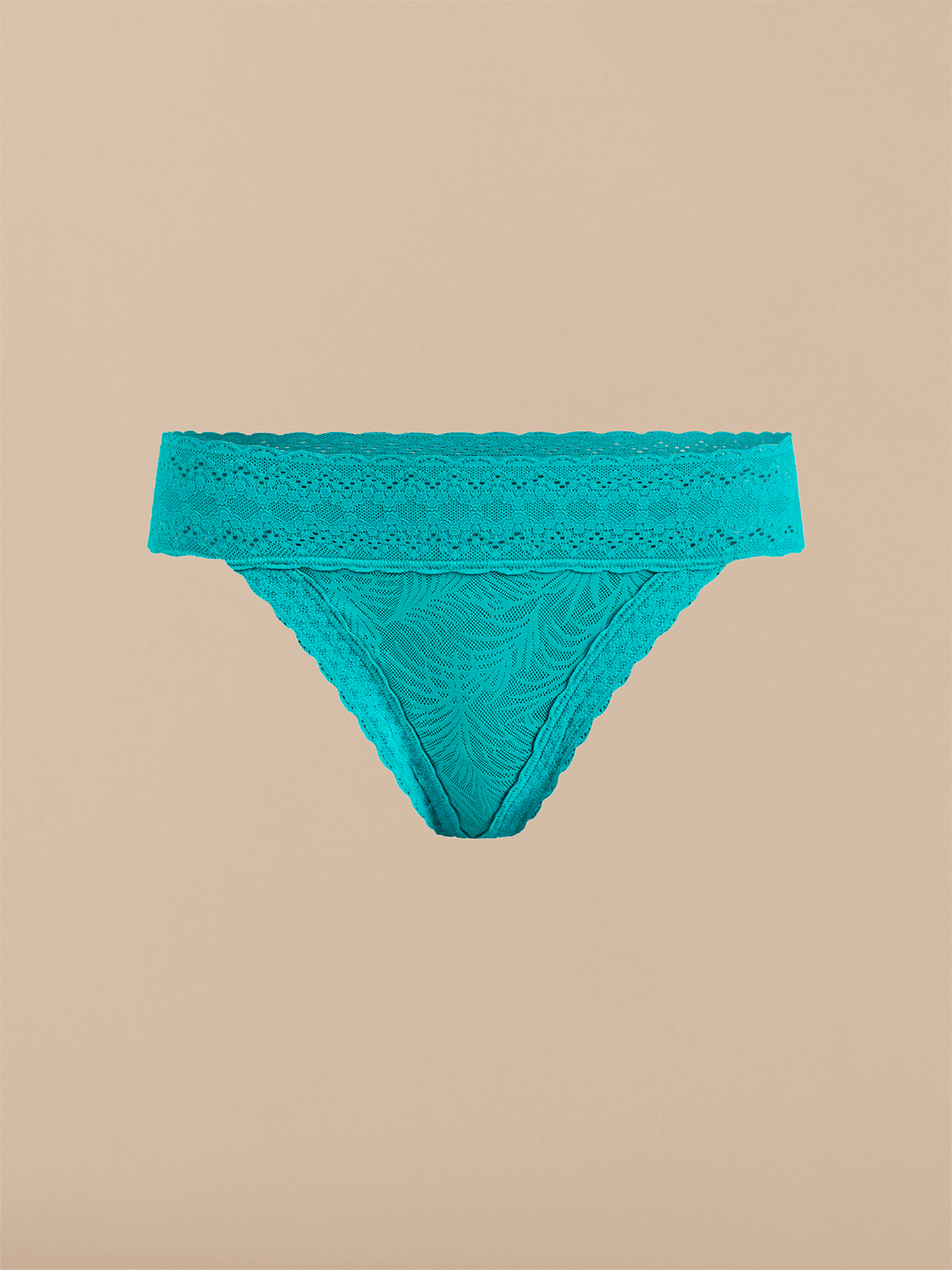 All Over Lace Tanga | Peacock Teal Palm