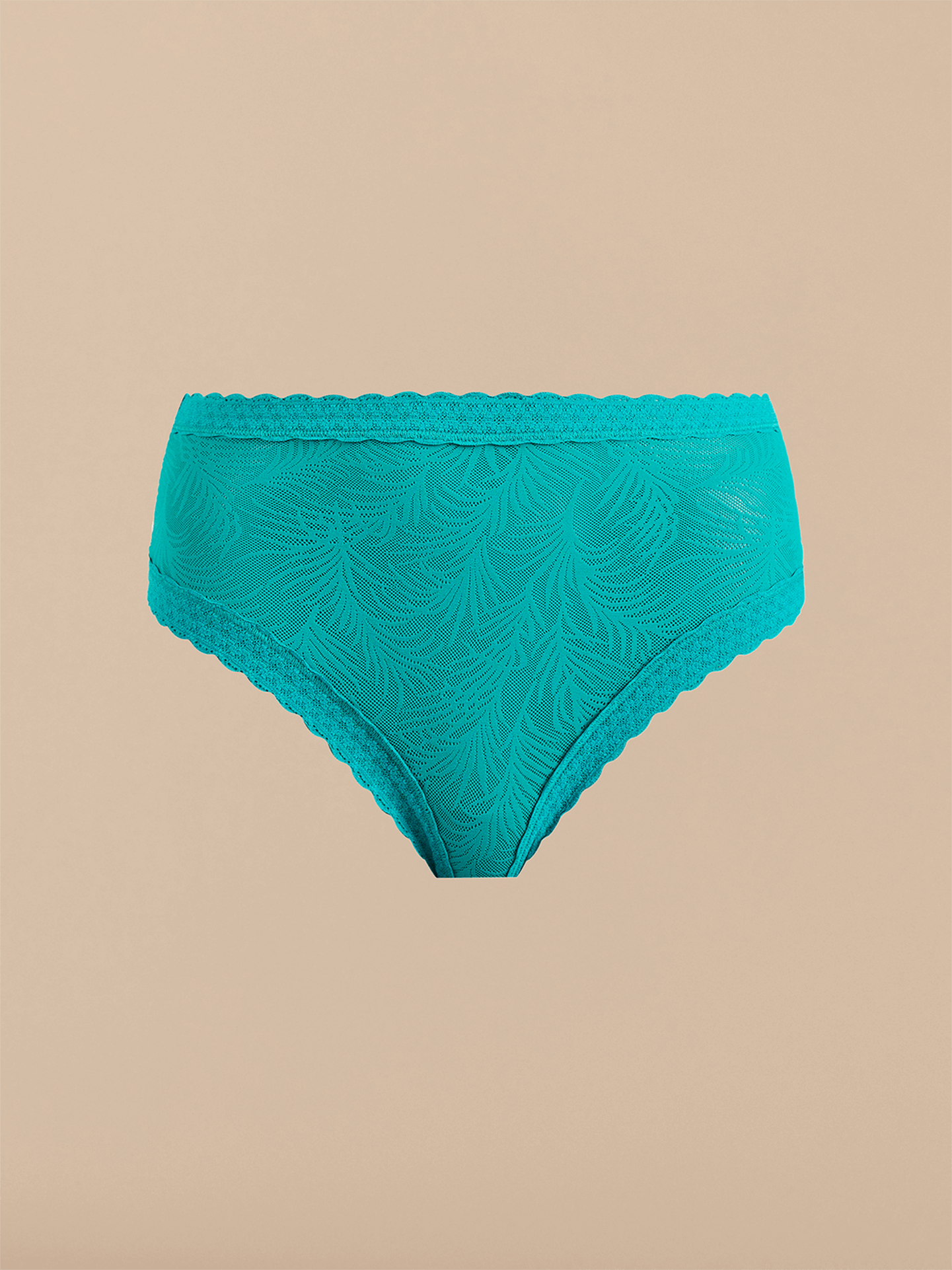 All Over Lace High-Waist Brief | Peacock Teal Palm