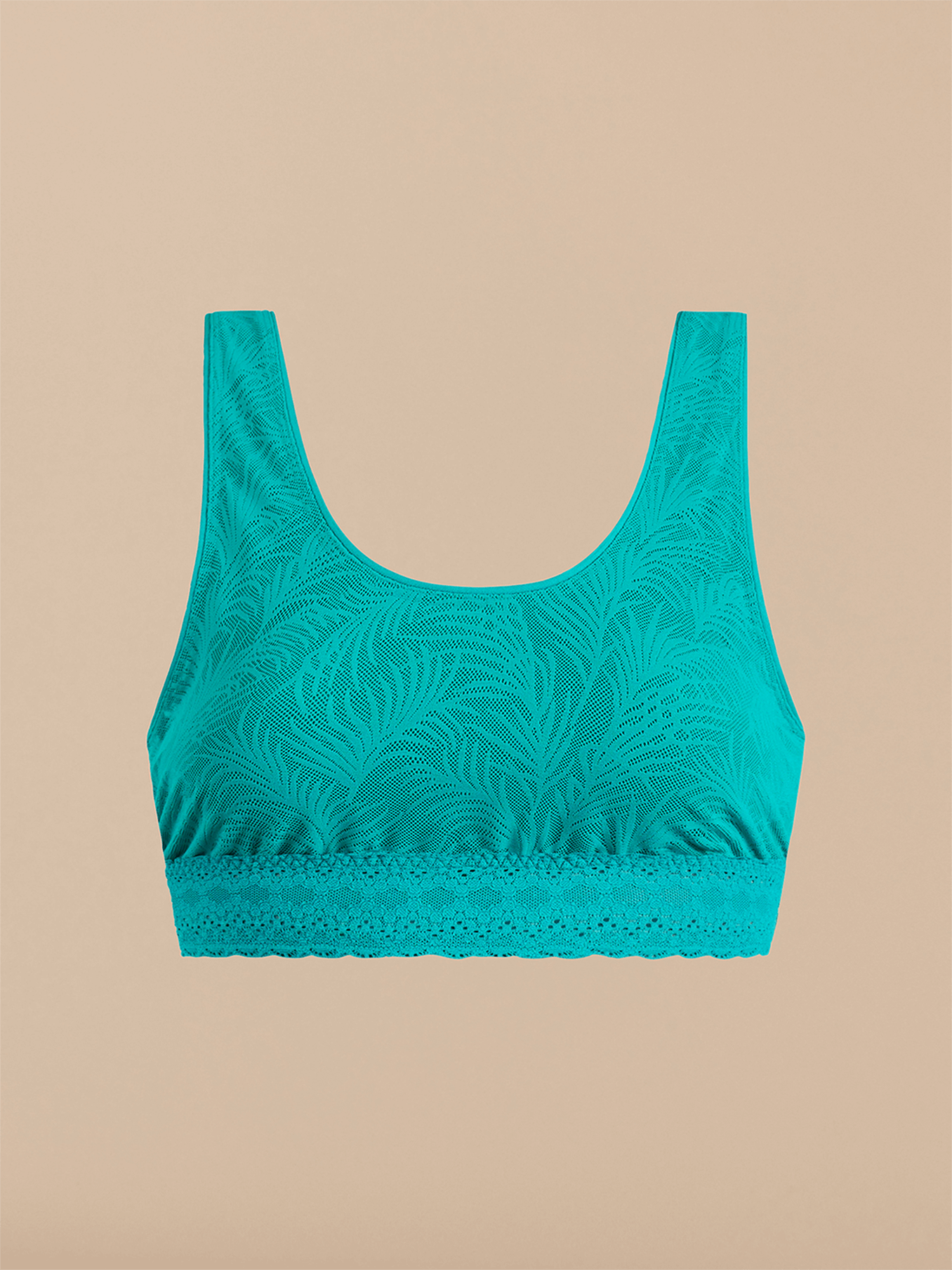 All Over Lace U-Back Bralette | Peacock Teal Palm