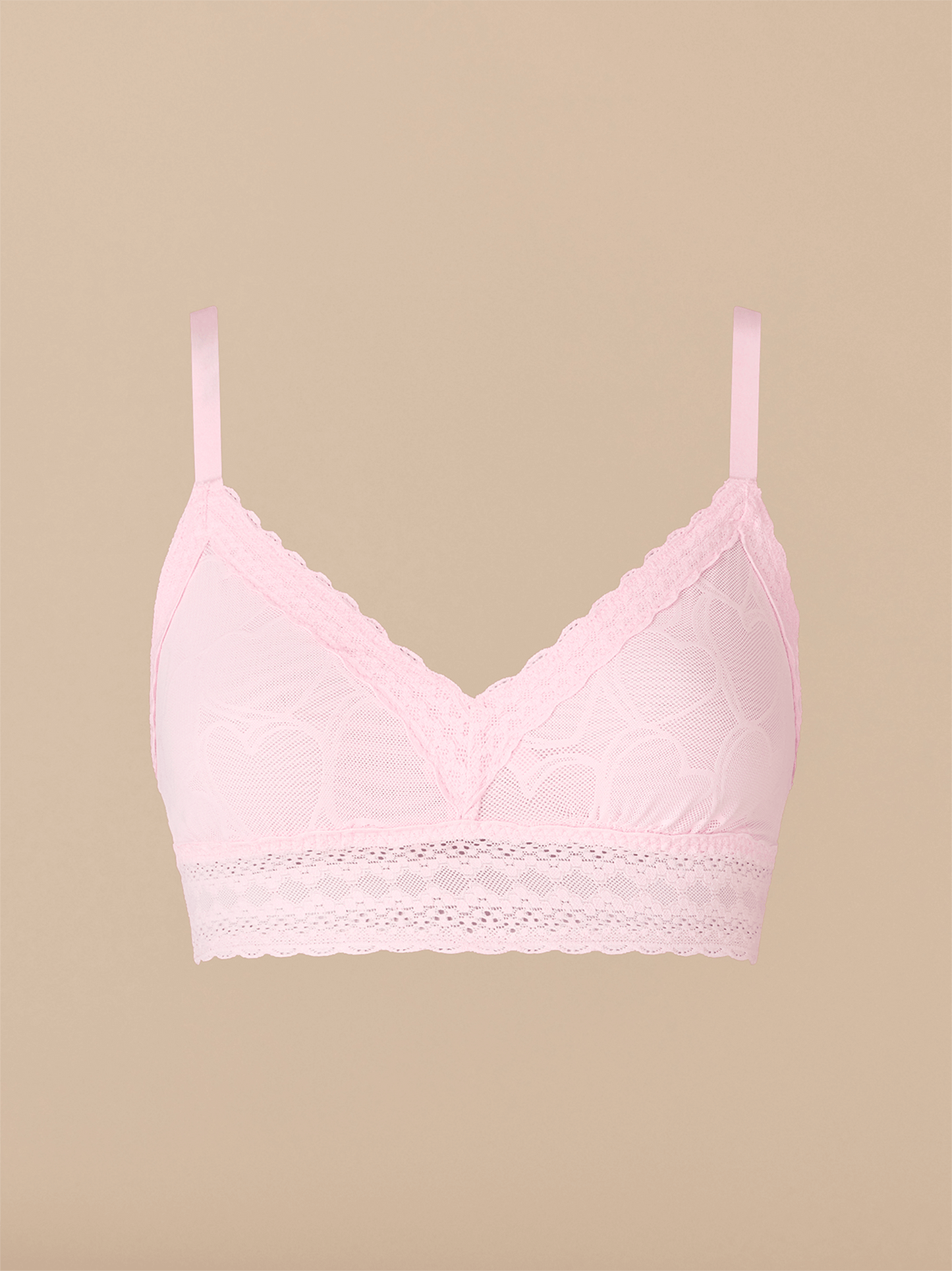 All Over Lace Longline Bralette | Bubblegum Hearts