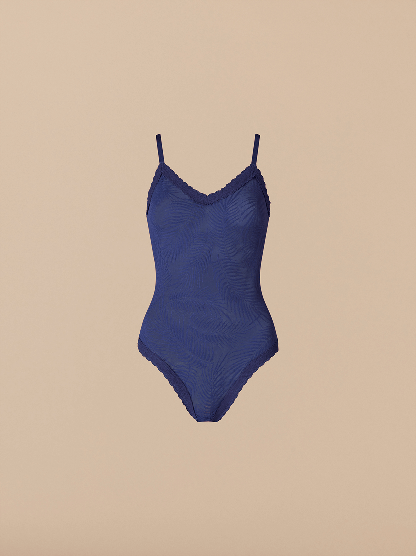 All Over Lace V-Neck Bodysuit | Navy Feather