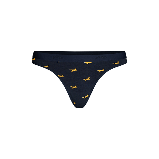 Stretch Cotton Mid-Rise Thong | Foxes