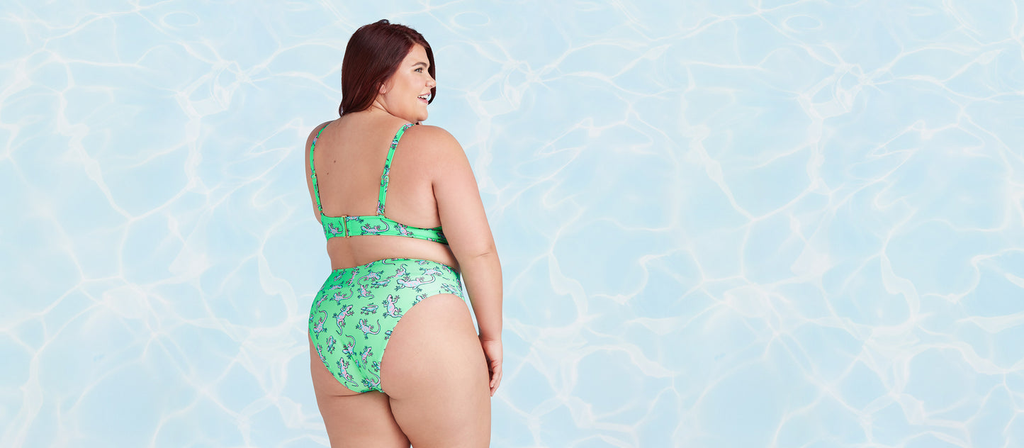 High-Waist Cheeky Bikini Swim Bottom  | Geckos