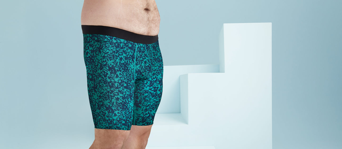 MoveMe Long Boxer Brief w/ Fly | Blue Marble